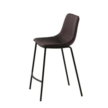 Coque - Tabouret snack coque en tissu gris et pieds en métal noir