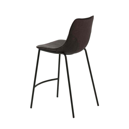 Coque - Tabouret snack coque en tissu gris et pieds en métal noir