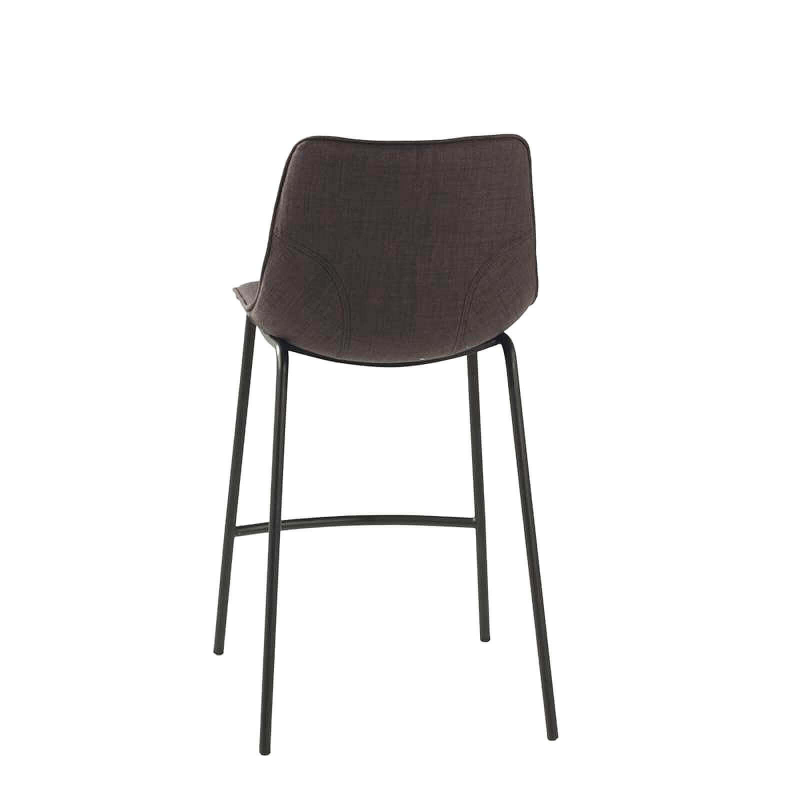 Coque - Tabouret snack coque en tissu gris et pieds en métal noir