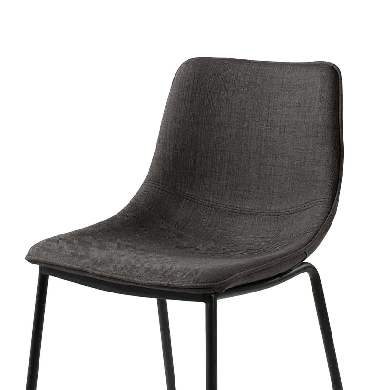 Coque - Tabouret snack coque en tissu gris et pieds en métal noir
