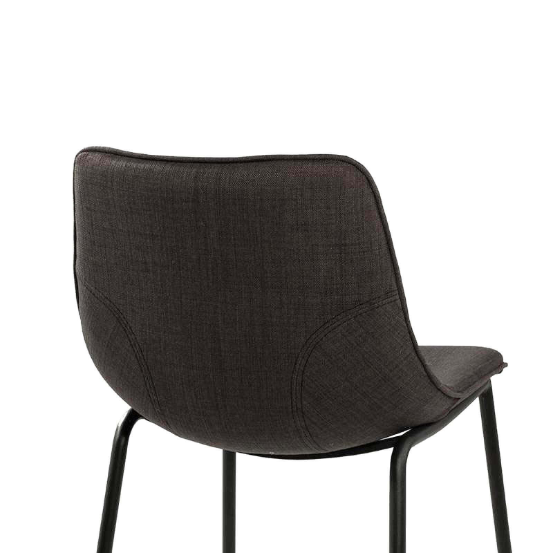 Coque - Tabouret snack coque en tissu gris et pieds en métal noir