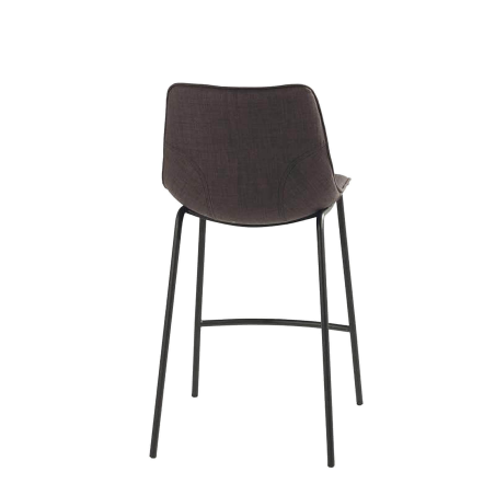 Coque - Tabouret snack coque en tissu gris et pieds en métal noir