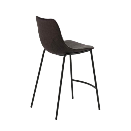 Coque - Tabouret snack coque en tissu gris et pieds en métal noir