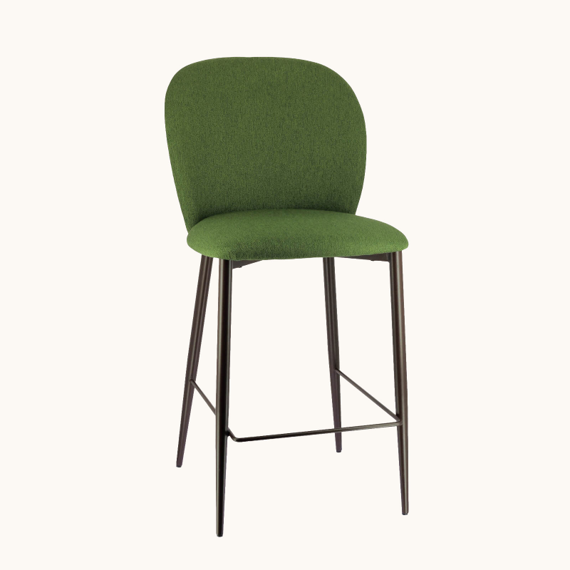 Odette - Tabouret snack moderne en tissu avec pieds en métal
