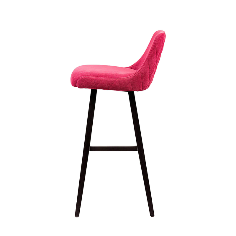 Lars diamant - Tabouret de bar en tissu dos matelassé pieds bois