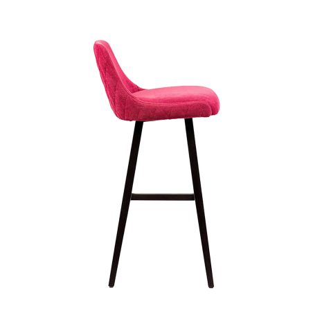 Lars diamant - Tabouret de bar en tissu dos matelassé pieds bois