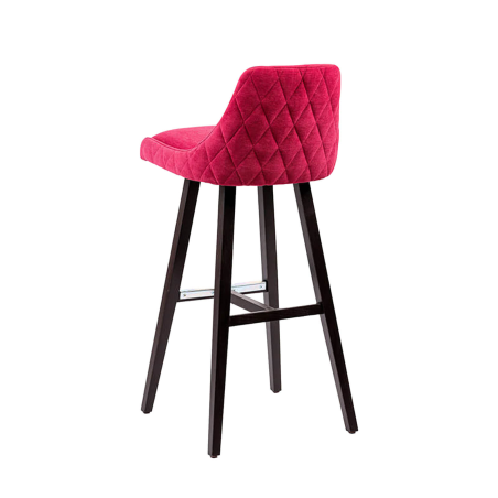 Lars diamant - Tabouret de bar en tissu dos matelassé pieds bois