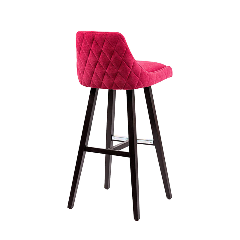 Lars diamant - Tabouret de bar en tissu dos matelassé pieds bois