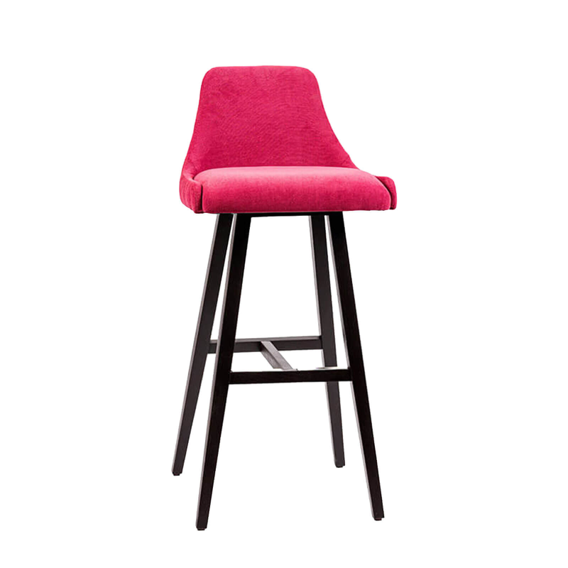 Lars diamant - Tabouret de bar en tissu dos matelassé pieds bois