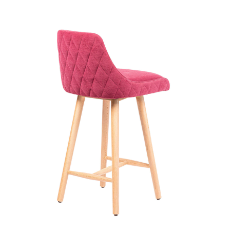 Lars diamant - Tabouret snack matelassé en tissu et pieds en bois