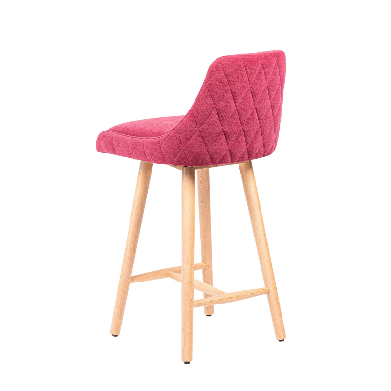 Lars diamant - Tabouret snack matelassé en tissu et pieds en bois