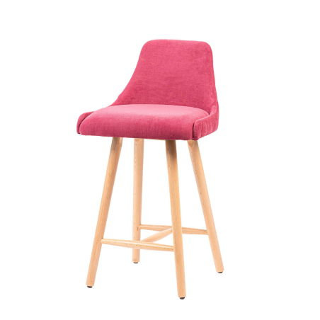 Lars diamant - Tabouret snack matelassé en tissu et pieds en bois