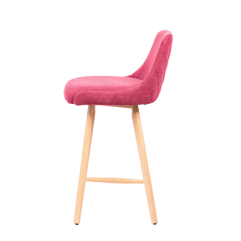 Lars diamant - Tabouret snack matelassé en tissu et pieds en bois