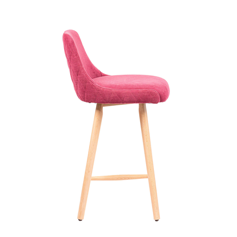 Lars diamant - Tabouret snack matelassé en tissu et pieds en bois