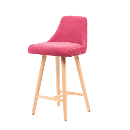 Lars diamant - Tabouret snack matelassé en tissu et pieds en bois