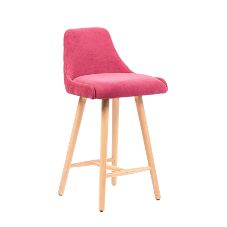 Lars diamant - Tabouret snack matelassé en tissu et pieds en bois