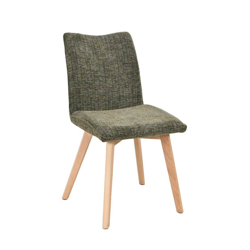 Coline - Chaise rembourrée en tissu avec pieds en bois
