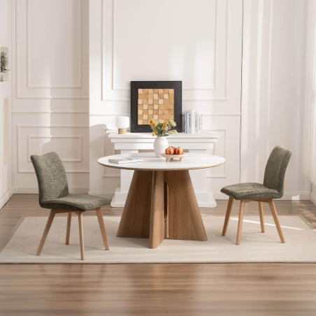 Coline - Chaise rembourrée en tissu avec pieds en bois