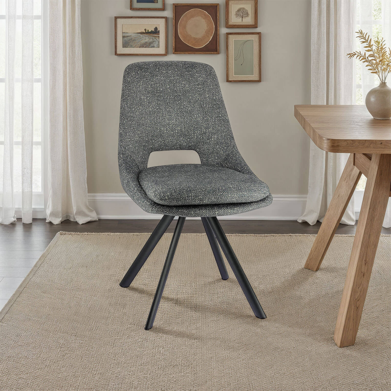 Alizée - Chaise moderne en tissu rembourrée pieds en métal