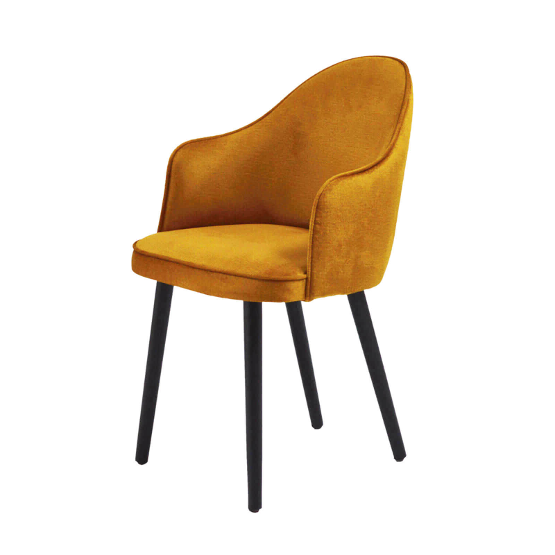 Bistrot - Fauteuil confortable en tissu et pieds bois