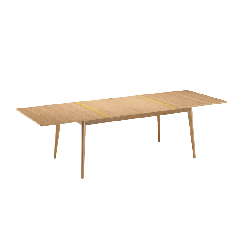 Paul - Table extensible scandinave en bois  avec liseré coloré