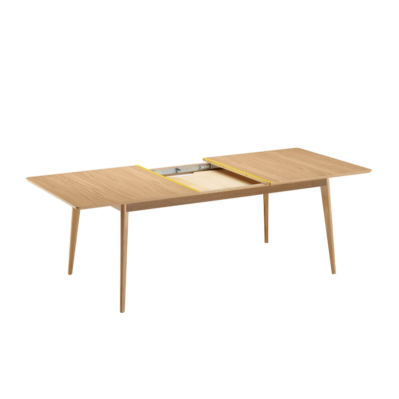 Paul - Table extensible scandinave en bois  avec liseré coloré
