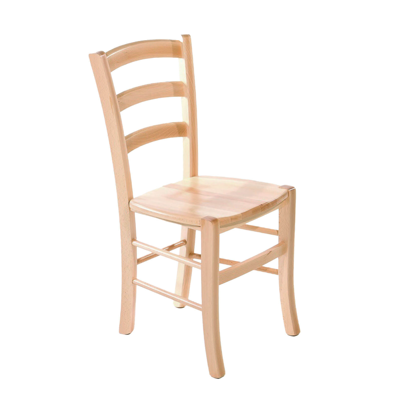 Brocéliande - Chaise de cuisine rustique en bois massif avec assise bois