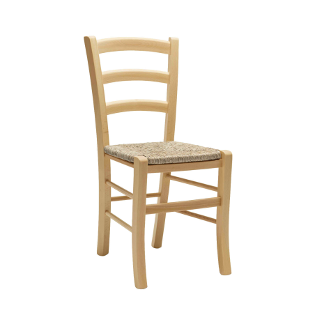 Brocéliande - Chaise de cuisine rustique en bois massif et paille