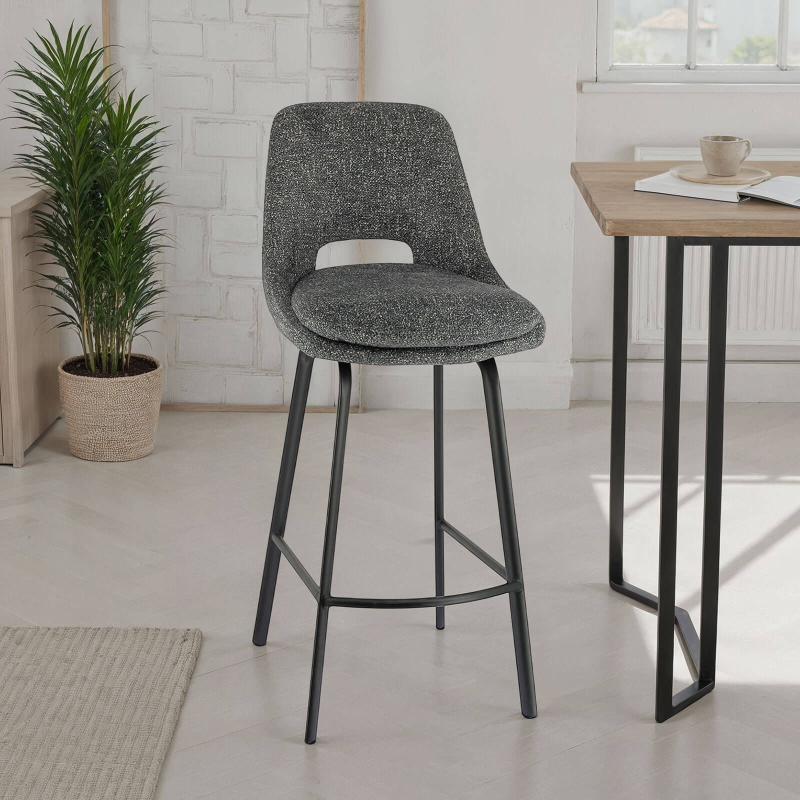 Oliver - Tabouret snack en tissu avec pieds en métal