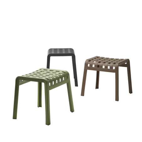 Poggio - Tabouret bas design extérieur empilable en polypropylène