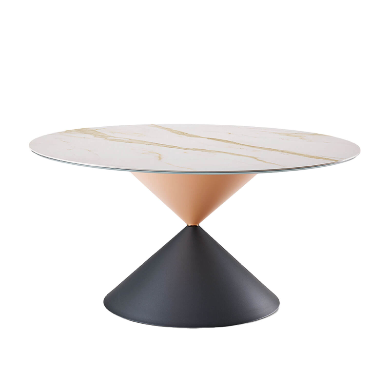Clessidra Midj® - Table ronde design plateau céramique pied central sablier