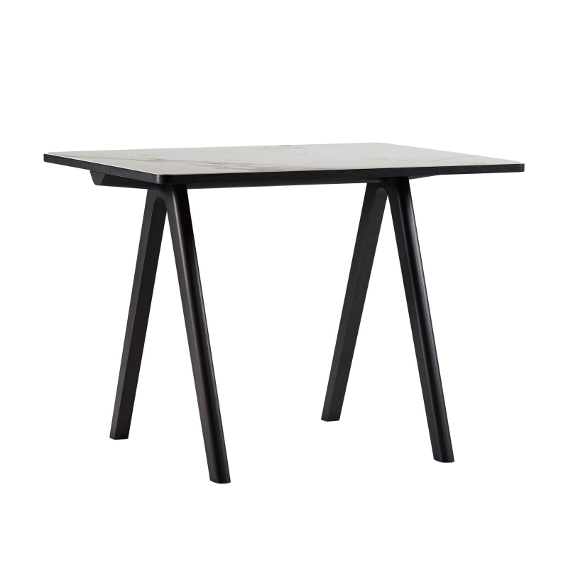 Chevron - Table haute de designer en céramique et bois