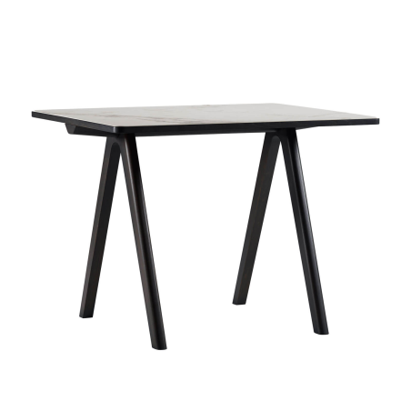 Chevron - Table haute de designer en céramique et bois
