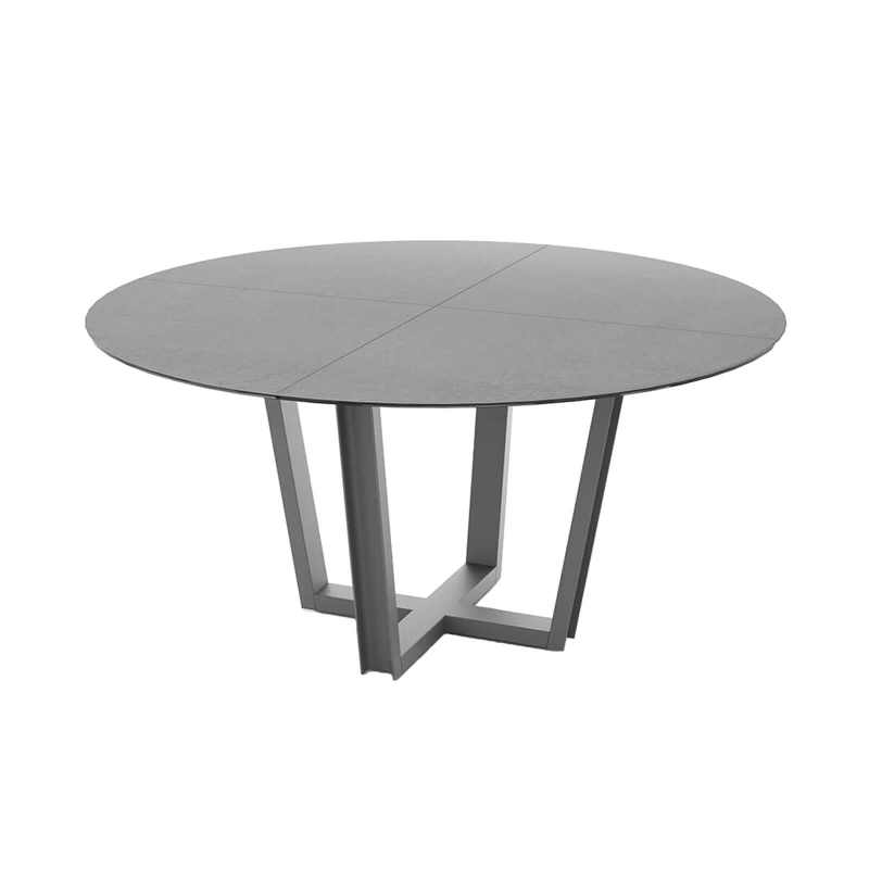 Viktor - Table design ronde en céramique avec pieds géométriques en métal