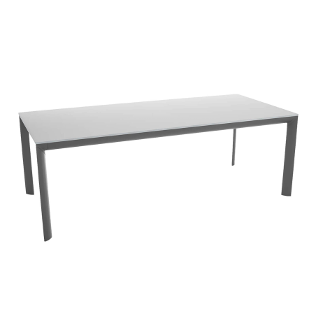 Cocoon - Table rectangulaire plateau en verre trempé et pieds en métal fabriquée en Italie