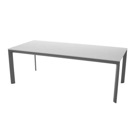 Cocoon - Table rectangulaire plateau en verre trempé et pieds en métal fabriquée en Italie