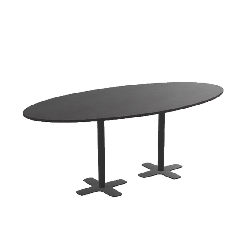 Spinner 2 - Table hauteur 90 cm ovale en stratifié avec deux pieds