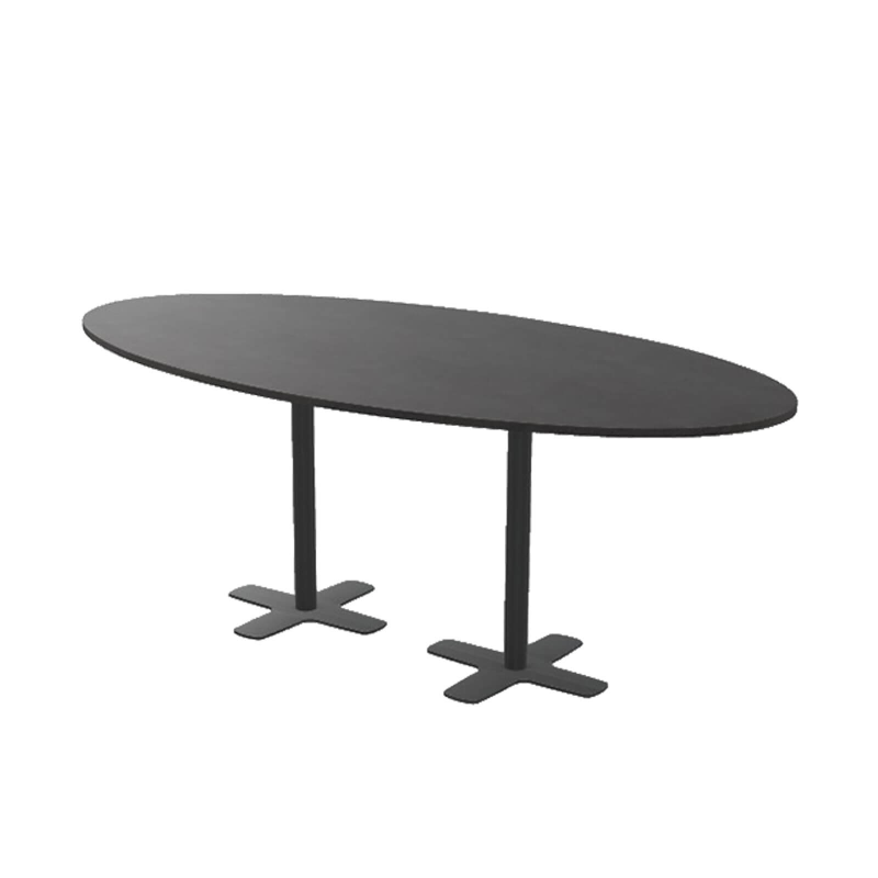Spinner 2 - Table hauteur 90 cm ovale en stratifié avec deux pieds