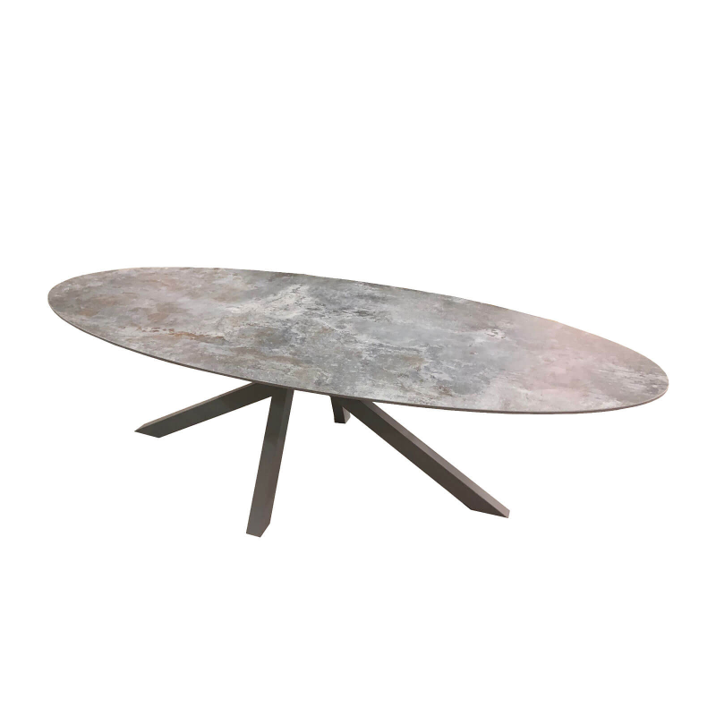 Moon - Table design ovale en dekton pied central