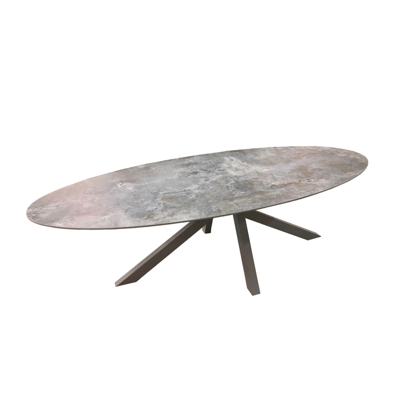 Moon - Table design ovale en dekton pied central