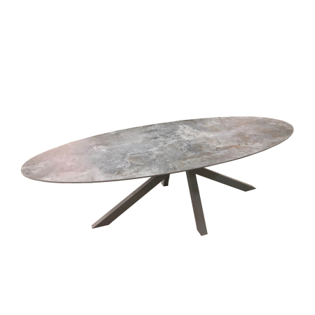 Moon - Table design ovale en dekton pied central