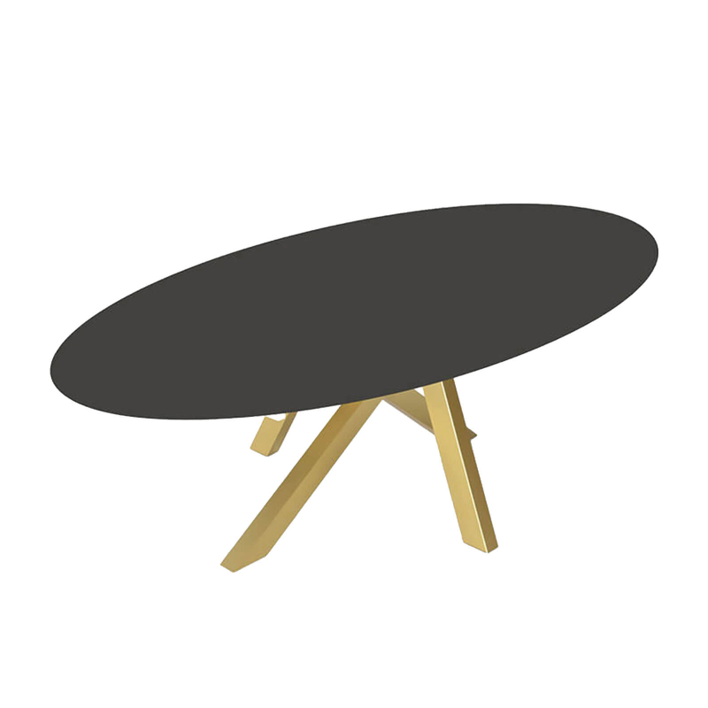Moon - Table design ovale en dekton pied central