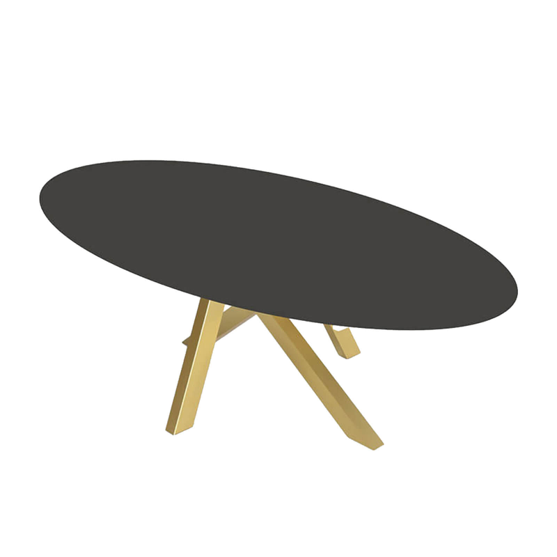 Moon - Table design ovale en dekton pied central