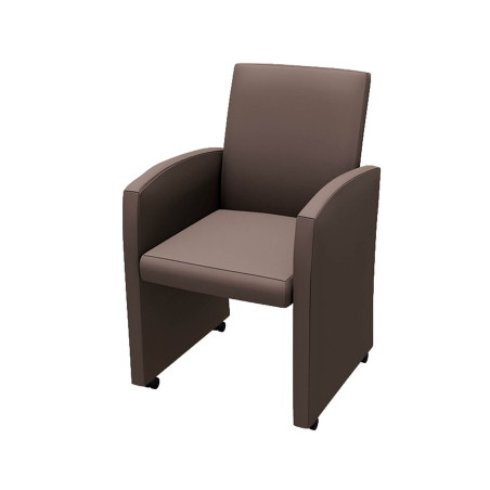 Sarah - Fauteuil de table rembourré en synthétique avec roulettes