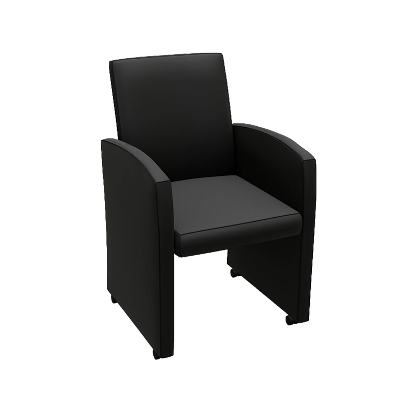 Sarah - Fauteuil de table rembourré en synthétique avec roulettes