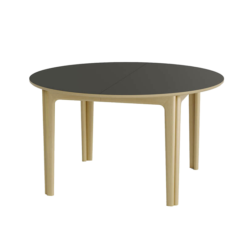 SM112 - Table ronde extensible en stratifié et pieds bois conçue au Danemark