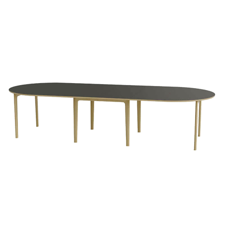 SM112 - Table ronde extensible en stratifié et pieds bois conçue au Danemark