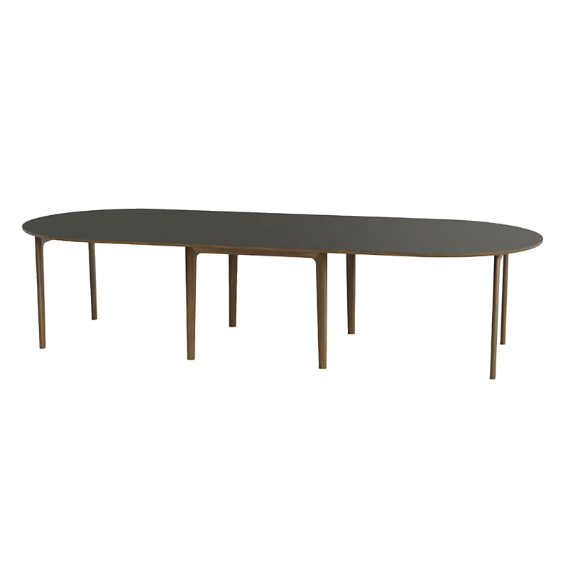 SM112 - Table ronde extensible en stratifié et pieds bois conçue au Danemark