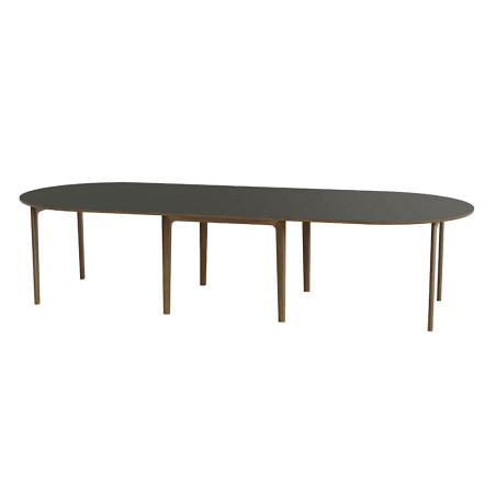 SM112 - Table ronde extensible en stratifié et pieds bois conçue au Danemark