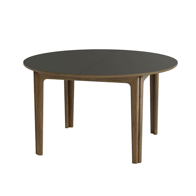SM112 - Table ronde extensible en stratifié et pieds bois conçue au Danemark